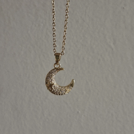 Çelik taşlı moon kolye