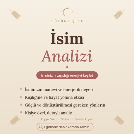 İsim Analizi | Kişiye Özel Çalışma