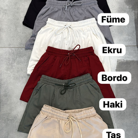 Modal kumaş ekru şort