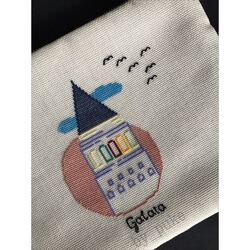 Galata Kulesi Kanaviçe Clutch Çanta 