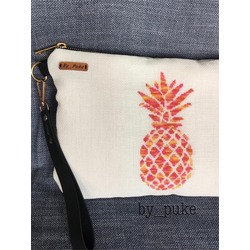 Ananas Kanaviçe Clutch Çanta
