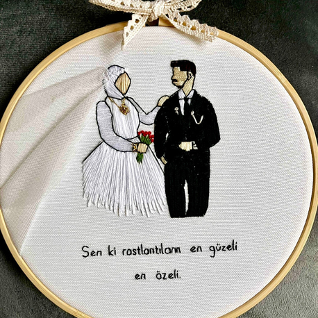Fotoğraftan Nakışa Kişiye Özel Hediye Kasnak Pano