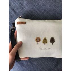 Sonbahar Ağaç Kanaviçe Clutch Çanta