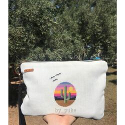 Kaktüs Manzara Kanaviçe Clutch Çanta