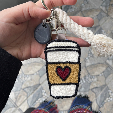 Kahve bardaklı anahtarlık, çanta süsü