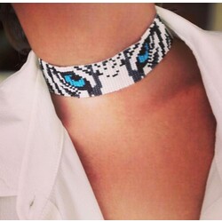 BEYAZ KAPLAN GÖZÜ CHOKER KOLYE