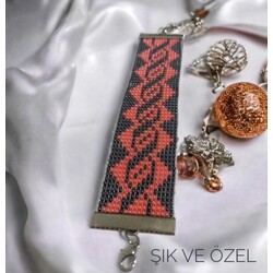 TURUNCU BONCUK DOKUMA BİLEKLİK 