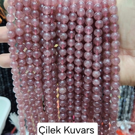 8 MM Çilek Kuvars  Taşı  Dize