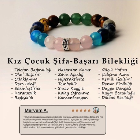 %100 Doğal Taş Kız Çoçul Şifa Bilekliği