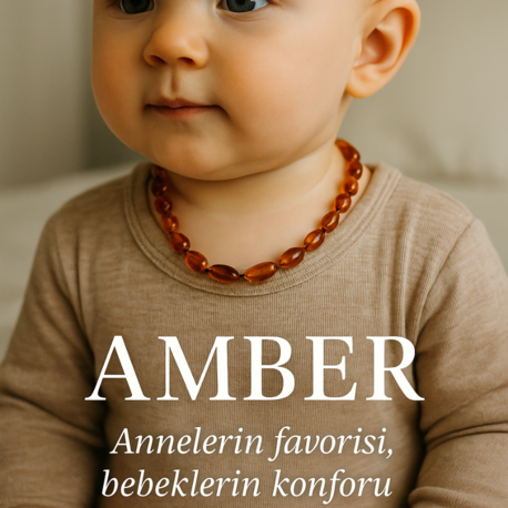%100 Orijinal Bebek Damla Kehribar Kolye