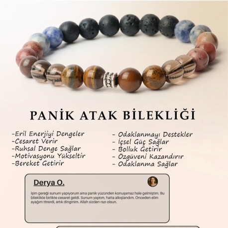 %100 Doğal Taş Panik Atak Bilekliği