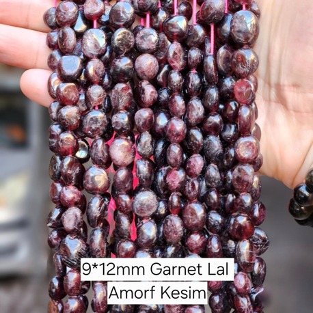 Amorf Kesim Garnet Lal Taşı Dize