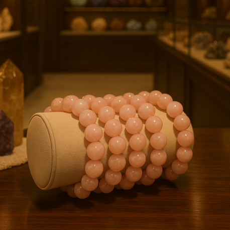 %100 Doğal  Pembe Kuvars  Taşı  Bileklik 10MM