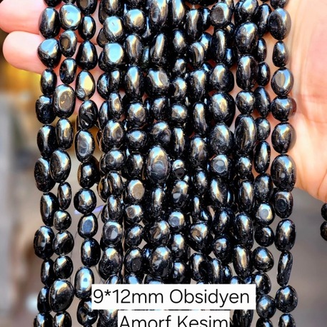 Amorf Kesim Obsidyen Taşı Dize