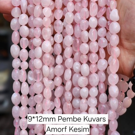 Amorf Kesim Doğal Pembe Kuvars Taşı Dize
