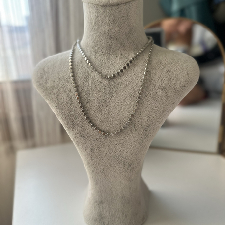 Silver renk ezme Çelik kolye uzun