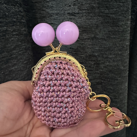 Mini Aşk Cüzdan Anahtarlık / pembe - mat pembe klips