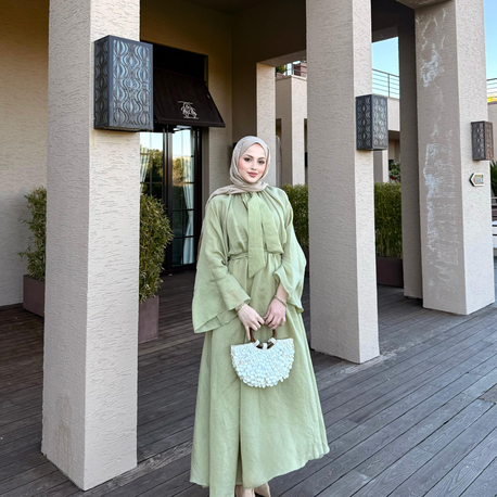 Flora elbise çağla yeşili ön sipariş