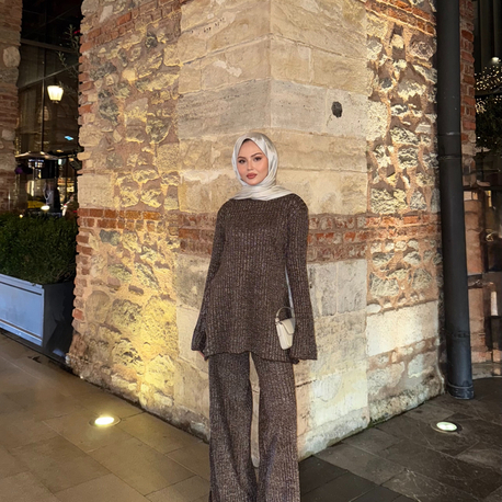 Shine triko takım kahve