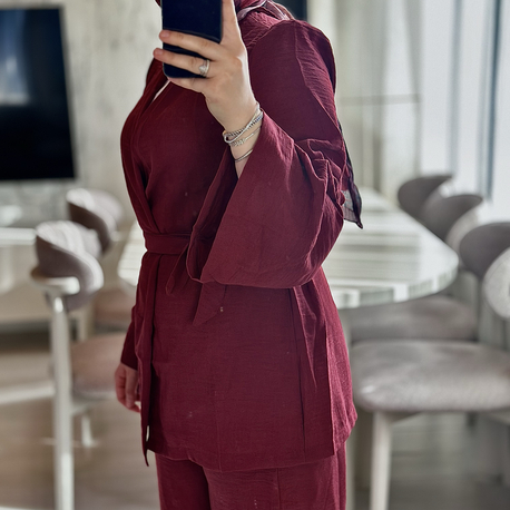 Kimono İkili Takım- Bordo 