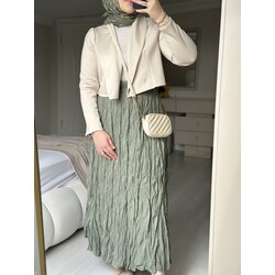 Kırışık etek-Çağla Yeşili