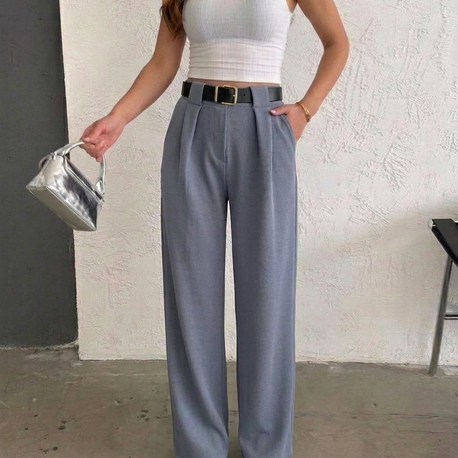 ÖRME KREP PİLE DETAYLI KEMERLİ PANTOLON✨✨