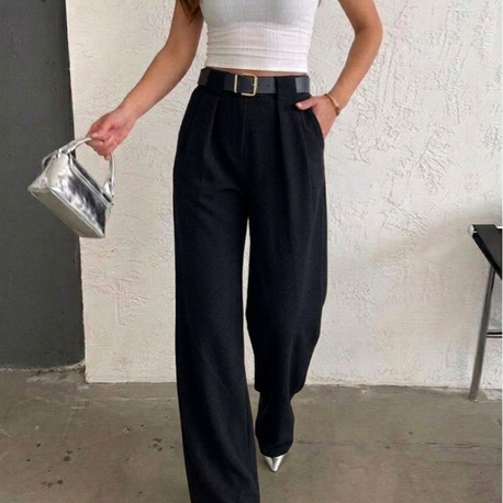 ÖRME KREP PİLE DETAYLI KEMERLİ PANTOLON✨✨