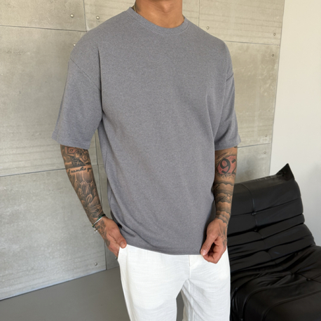 Waffle Desen Pamuk Kumaş Basic Tshirt 