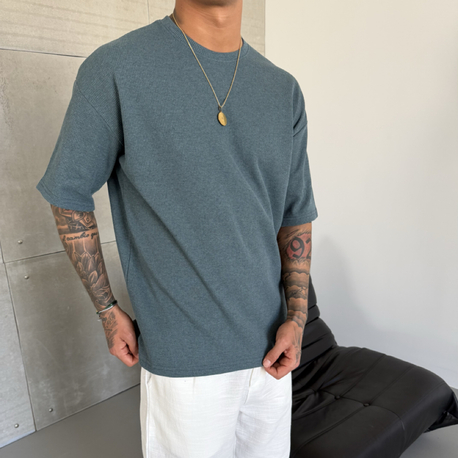 Waffle Desen Pamuk Kumaş Basic Tshirt 