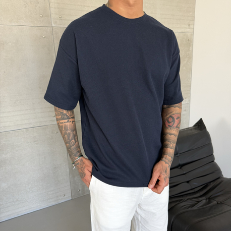 Waffle Desen Pamuk Kumaş Basic Tshirt 
