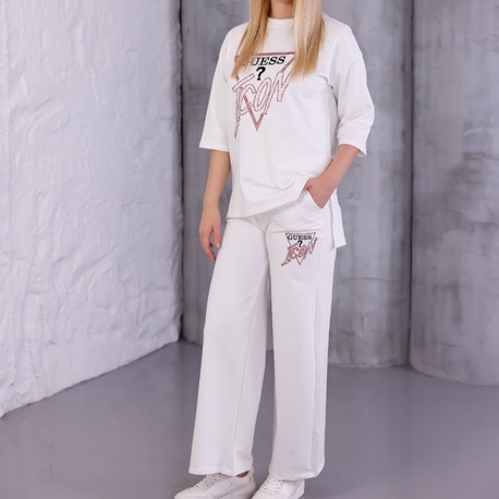 GUESS ICON TAŞLI EŞOFMAN TAKIMI BEYAZ