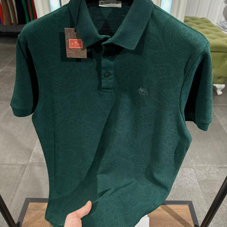 ETRO NEFTİ YEŞİL DESENLİ POLO YAKA