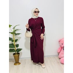 MİRZADE BAĞLAMA DETAYLI ELBİSE BORDO