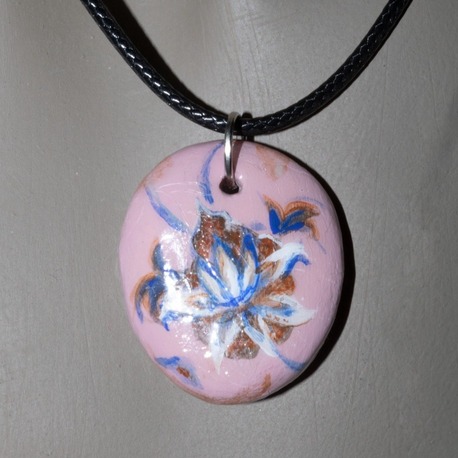 Handmade clay ornament amulet necklace 