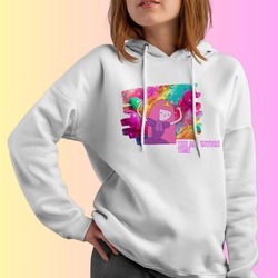 Beyaz Unisex "prenses ciklet" Baskılı Sweatshirt