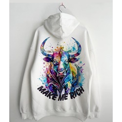 Unisex Beyaz "crypto bull" Baskılı Sweatshirt