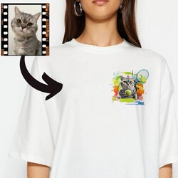 Evcil Hayvanınız Kişiye Özel Baskılı T-shirt (siyah-beyaz)