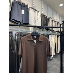 Fermuar Yaka Kahverengi Polo Yaka