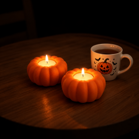 Sonbahar Temalı Balkabaklı LED, Tealight Mumlar