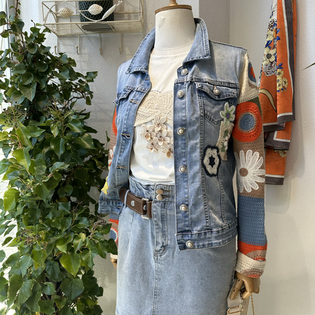 Çiçek Denim Ceket