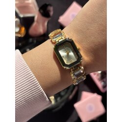 Beyaz Swarovski Model Kristal Saat | Gold