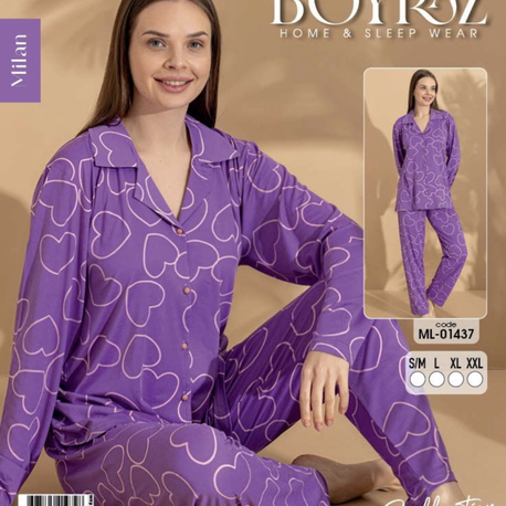 BOYRAZ ÖNDEN DÜĞMELİ PİJAMA TAKIMI 