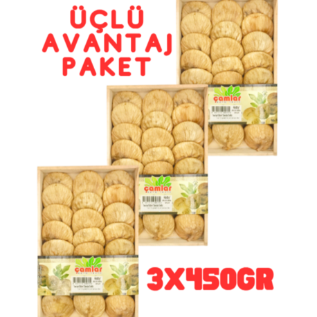 Çamlar 3’lü Avantaj Paket Doğal Kuru İncir Orta Boy 450gr X 3 Adet
