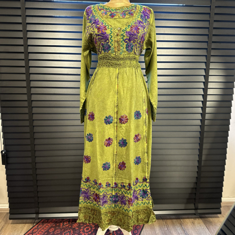 İthal %100 Rayon İpeksi Uzun Kollu Elbise 