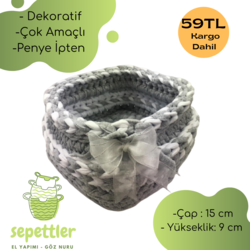 Kare Saç Örgülü Sepet