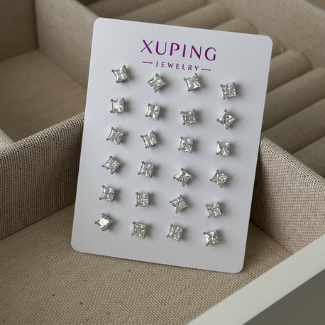 Xuping Silver 4mm kare taş küpe