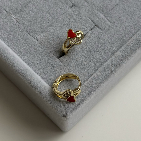Xuping 14k kırmızı kalpli mini halka küpe 