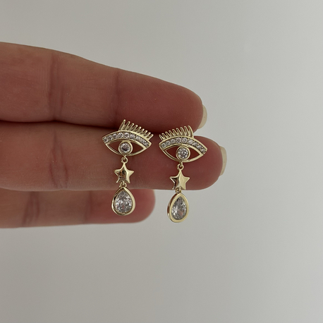 Xuping 14k damla taş sallantılı Eye küpe