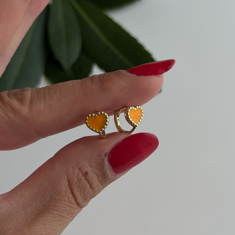 Xuping 14k mini orange heart halka küpe 
