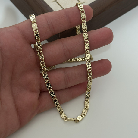 Xuping 14k x desenli plaka zincir 51cm